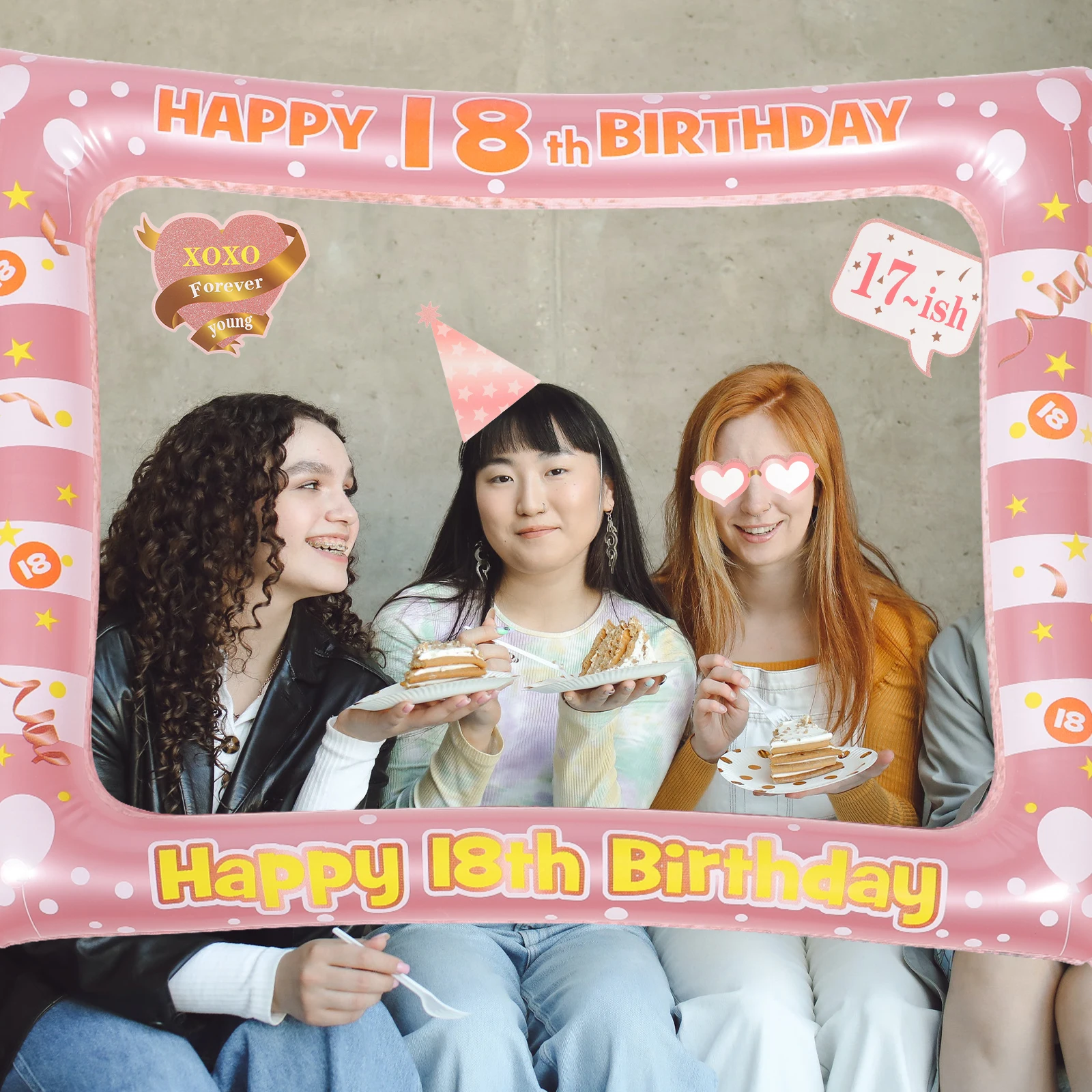 

1Set Inflatable Photo Frame for Birthday Party 18Th Birthday Photo Props Handheld Selfie Booth Accessories Fun Party Decoration