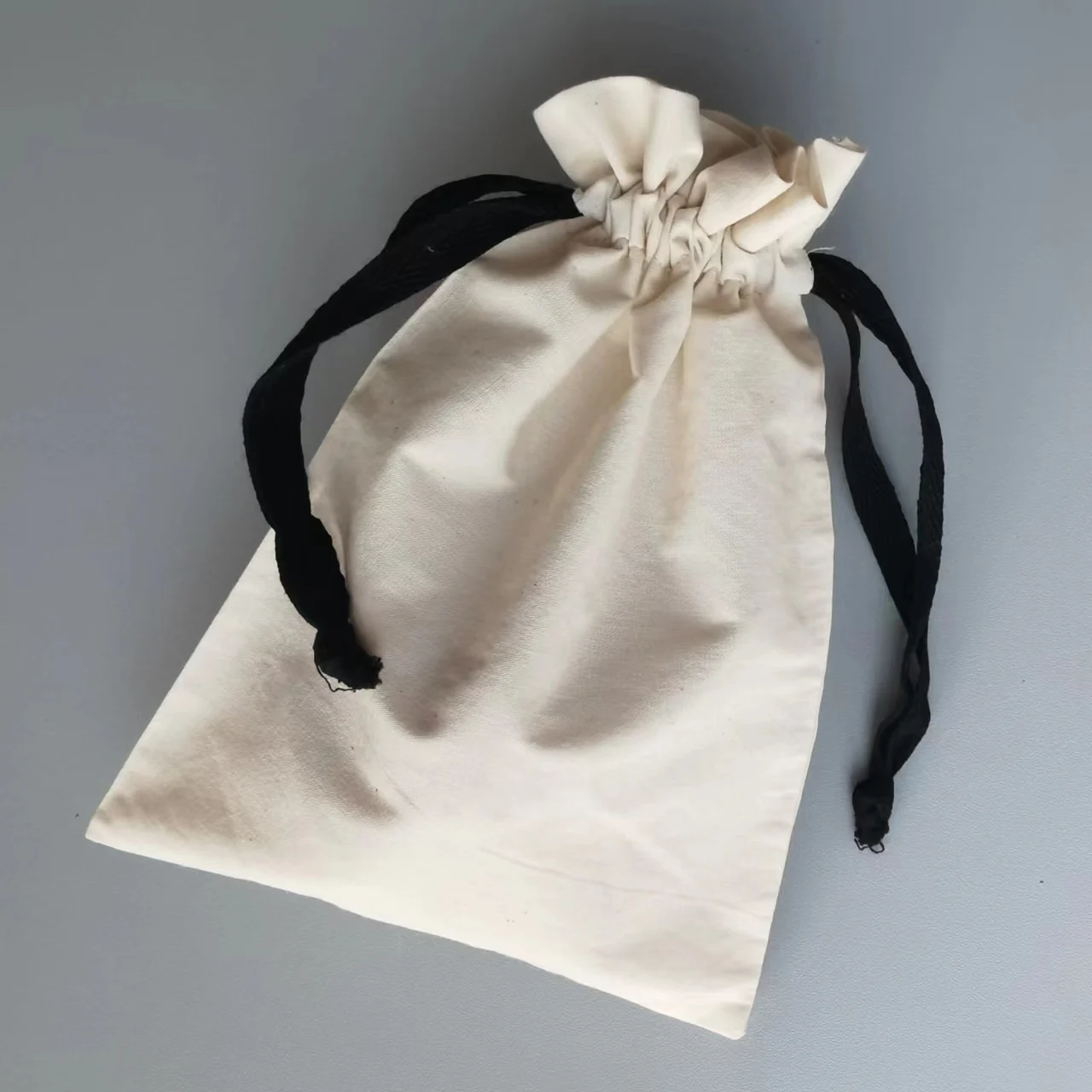 50 Pure Cotton Drawstring Bag with Black Rope for Jewelry Gift Packaging Pouches Chic Wedding Party Favor Bags Personalized Logo