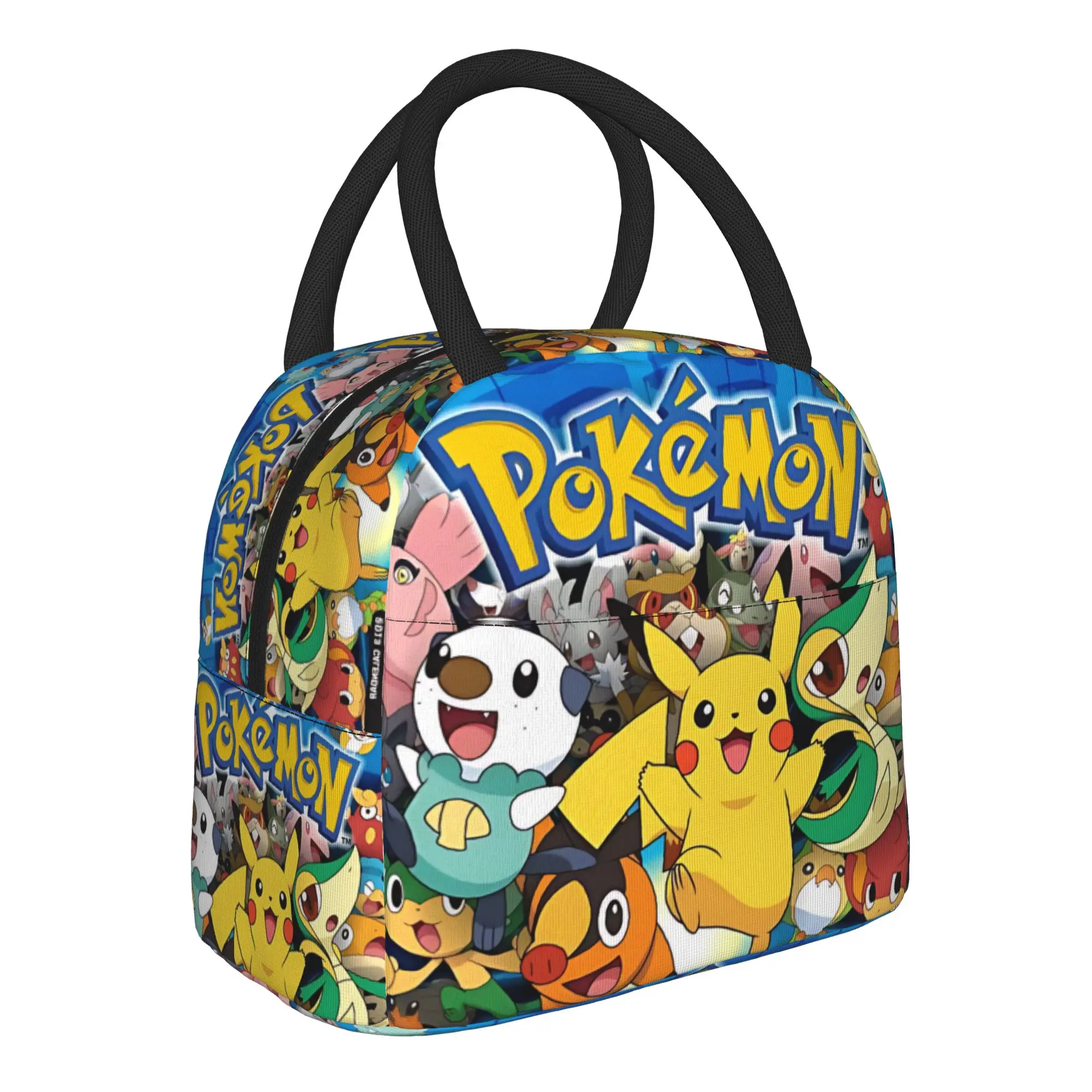Cartoon Pokemon Theme Handbag Insulated Lunch Bag Meal Pack Rice Bag  bolsa Student Bento Lunch Handbag Insulation