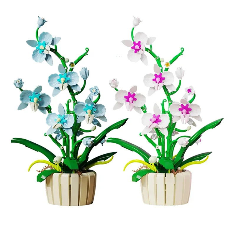 Flower Plant Construction Orchid 2in1 Building Blocks Set Bonsai Plant Model Bricks Romantic Home Decoration Toy For Kids Gift