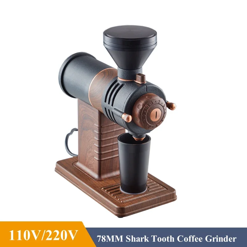 78mm Burr Titanium Alloy Shark Tooth 100-800rpm Adjustable Coffee Grinder 225G Hopper Pour-Over Coffee Mill Grinding Machine