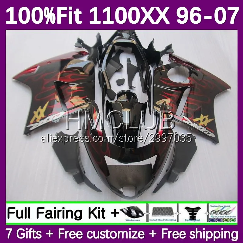 Fairing For HONDA Blackbird CBR 1100 XX 1100XX 28No.15 CBR1100XX 1996 1997 1998 1999 2000 01 02 03 04 05 06 07 Body flames red