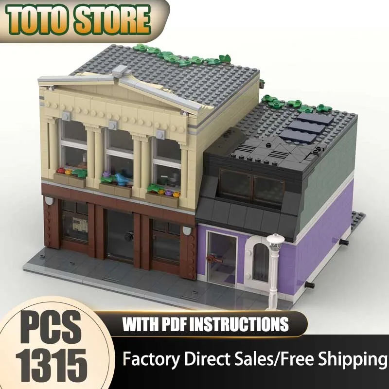 

City Street View Moc Building Blocks Modular Antique-Shop Model Technology Brick Assembly Famous Scene Construction Toy Holiday