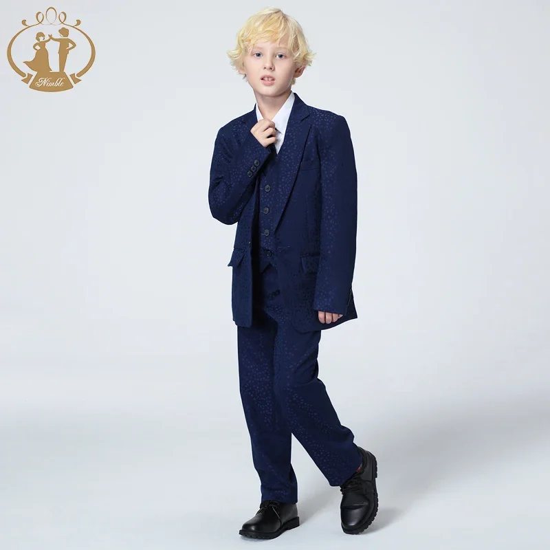 Spring Autumn Formal Boy Suit Set Children Party Host Wedding Costume Coat Vest Pants 3Pcs Top Quality Wholesale Clothing