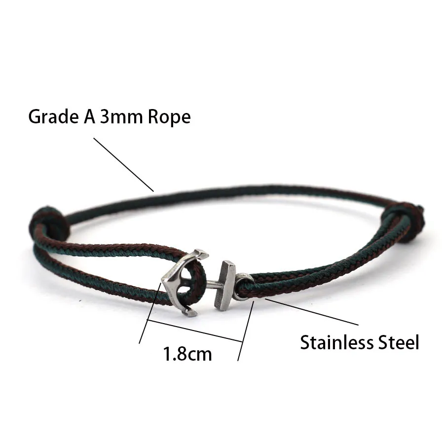 Fashionable Men Anchor Bracelet With Ethnic Cords Adjustable Handmade Premium Braclet Beach Surfing Jewelry Nautical Braslet
