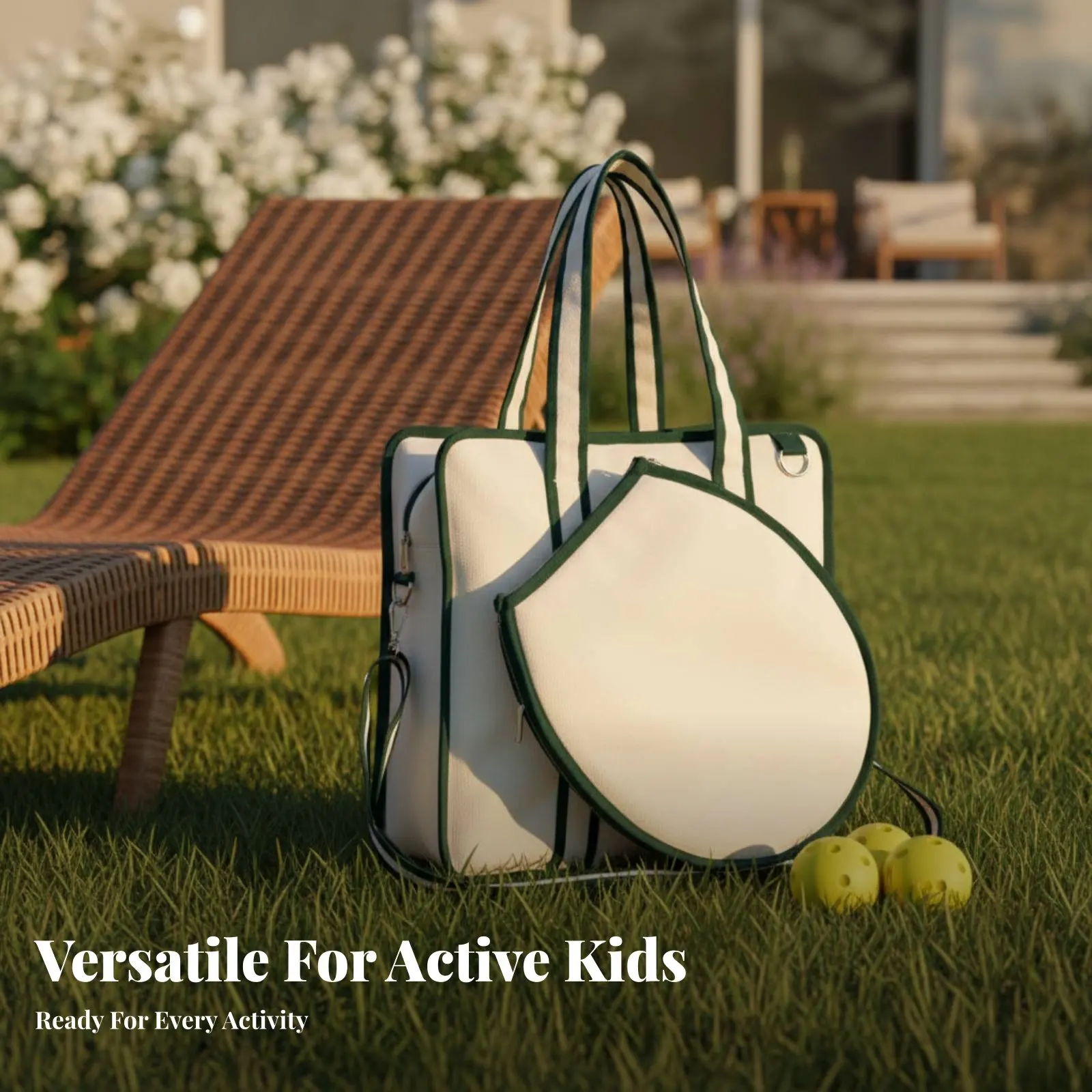 

Pickleball Paddle Bag Spacious Canvas Racket Bag Pickleball Paddle Holder Two Hanging Hangers Crossbody Racket Holder Fence Hook