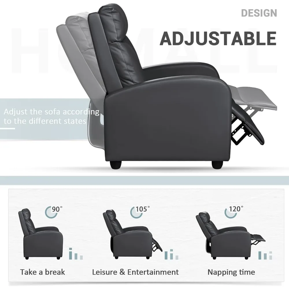 Homall-silla reclinable de cuero PU para adultos, asiento de cine en casa con soporte Lumbar, reclinable