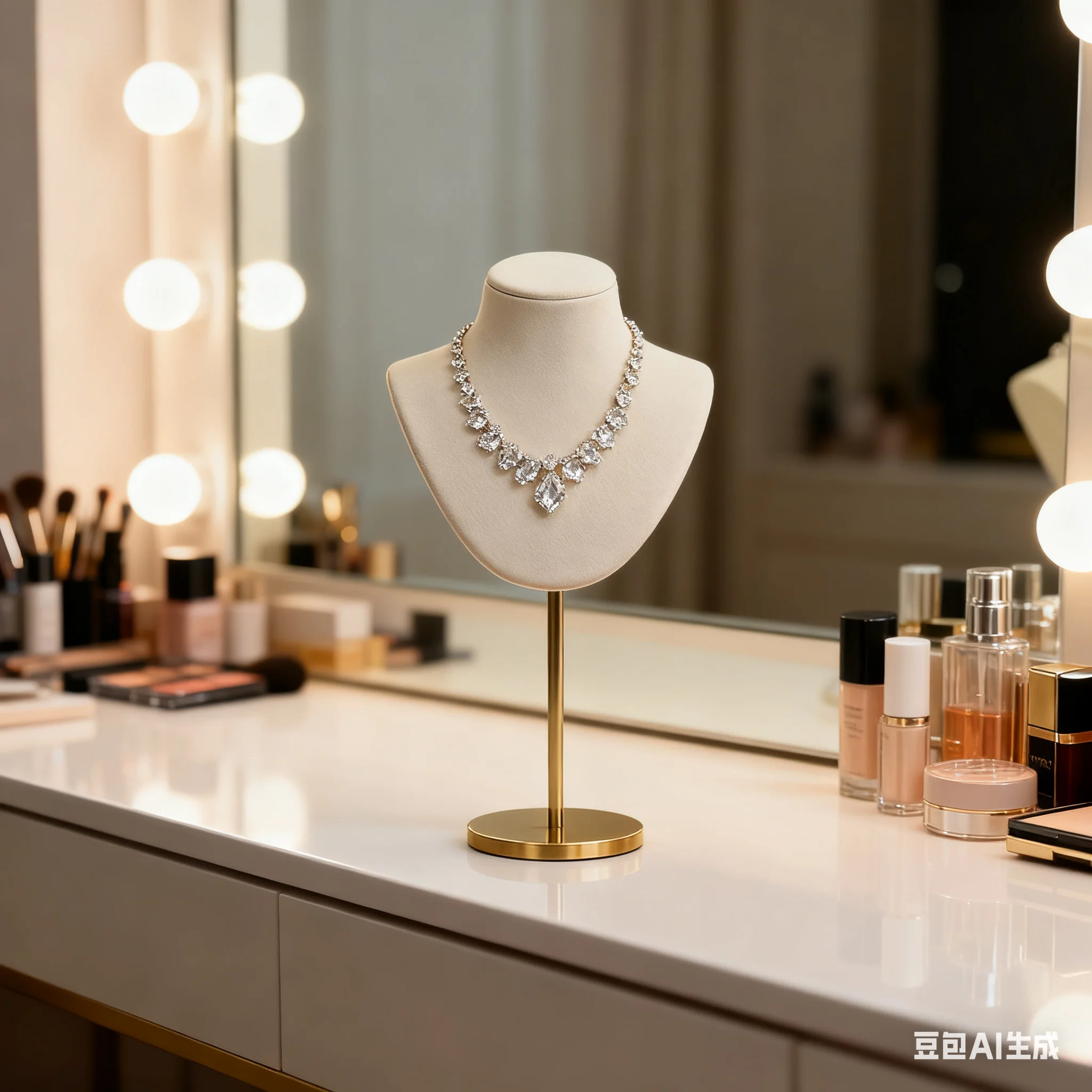 Luxury Velvet Jewelry Display Stand, Elegant Mannequin Neck Holder for Necklace Pendant, Tangle-Free Store Counter Showcase