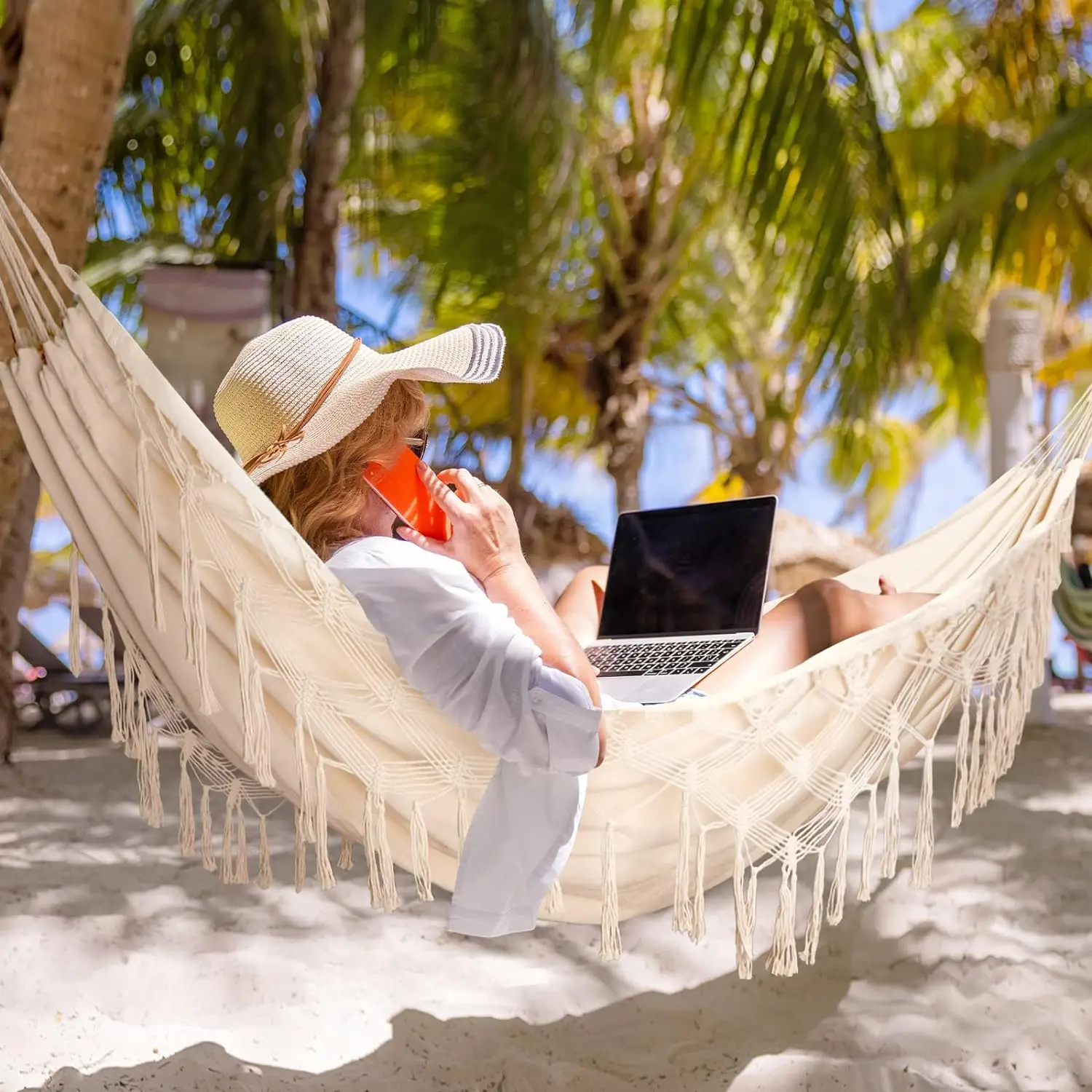 Hamacas Portátiles de Diseño Moderno para Jardín, Viajes y Camping - Columpio de Lona con Rayas para Adultos, Precio de Fábrica al por Mayor