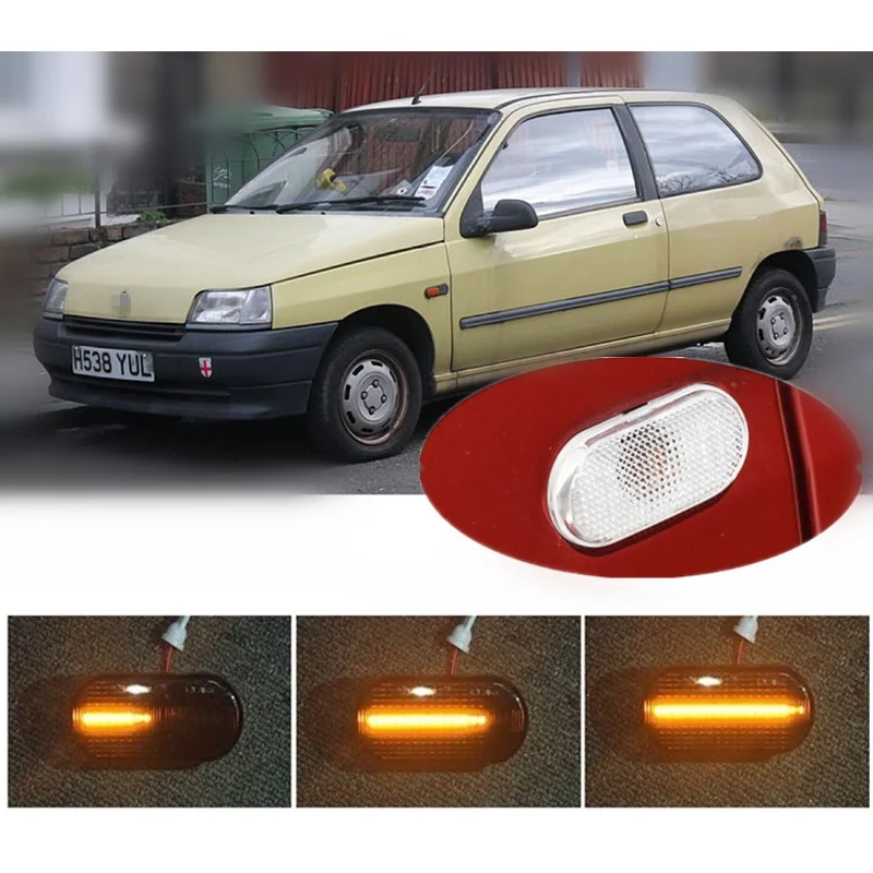 for Renault Clio LUTECIA I MK1 B/C57 5/357 II MK2 BB0/1/2 CB0/1/2 1996 1997 1998 1999 Dynamic LED Indicator Side Marker Signal