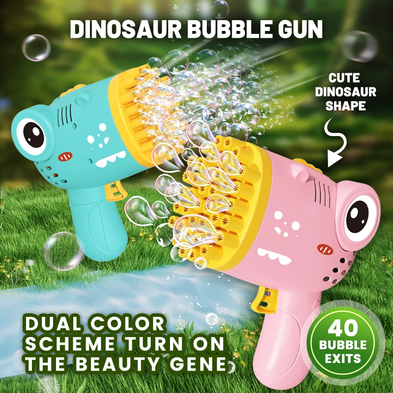 Handheld dinosaur bubble machine Gatling 40 hole children's bubble blowing toy outdoor without battery and without bubble water