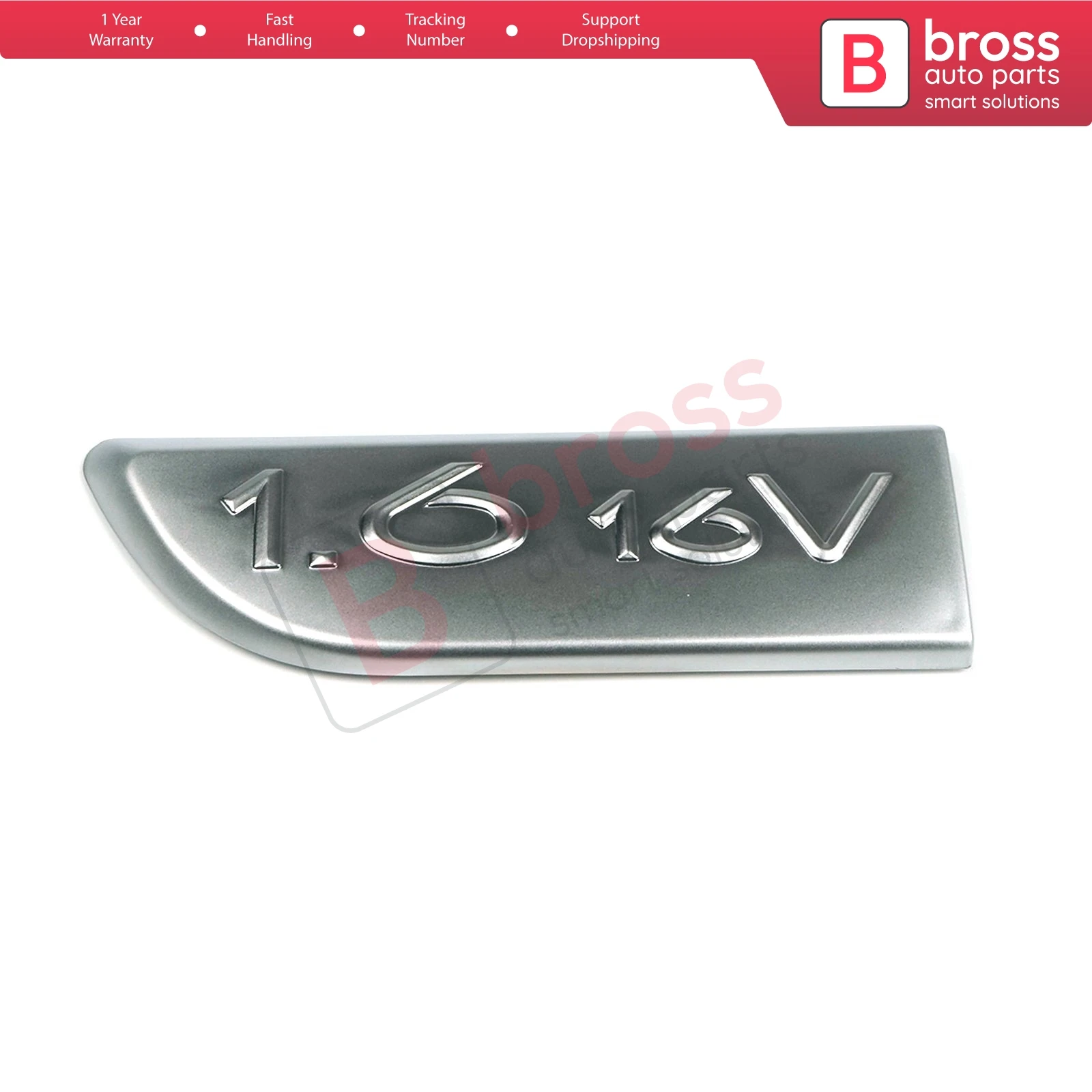 BSP563-1 Chrome 1.6 16V Badge Monogram Emblem 8200209130 Left Door Moulding Badge For Megane MK2 2002-2008, Scenic MK2 2003-2009