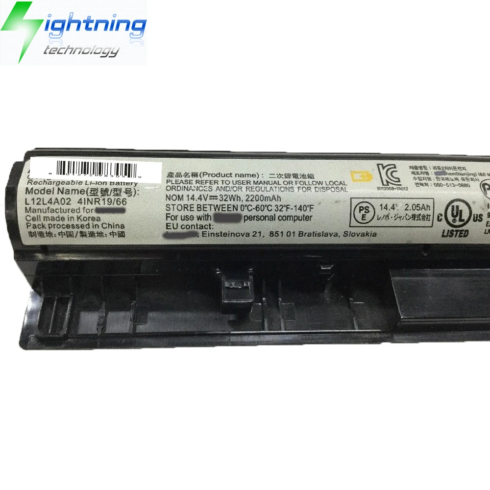 New Genuine Original L12L4A02 14.4V 32Wh Laptop Battery for Lenovo IdeaPad G400S G405S G510S G500S Z710 L12L4E01