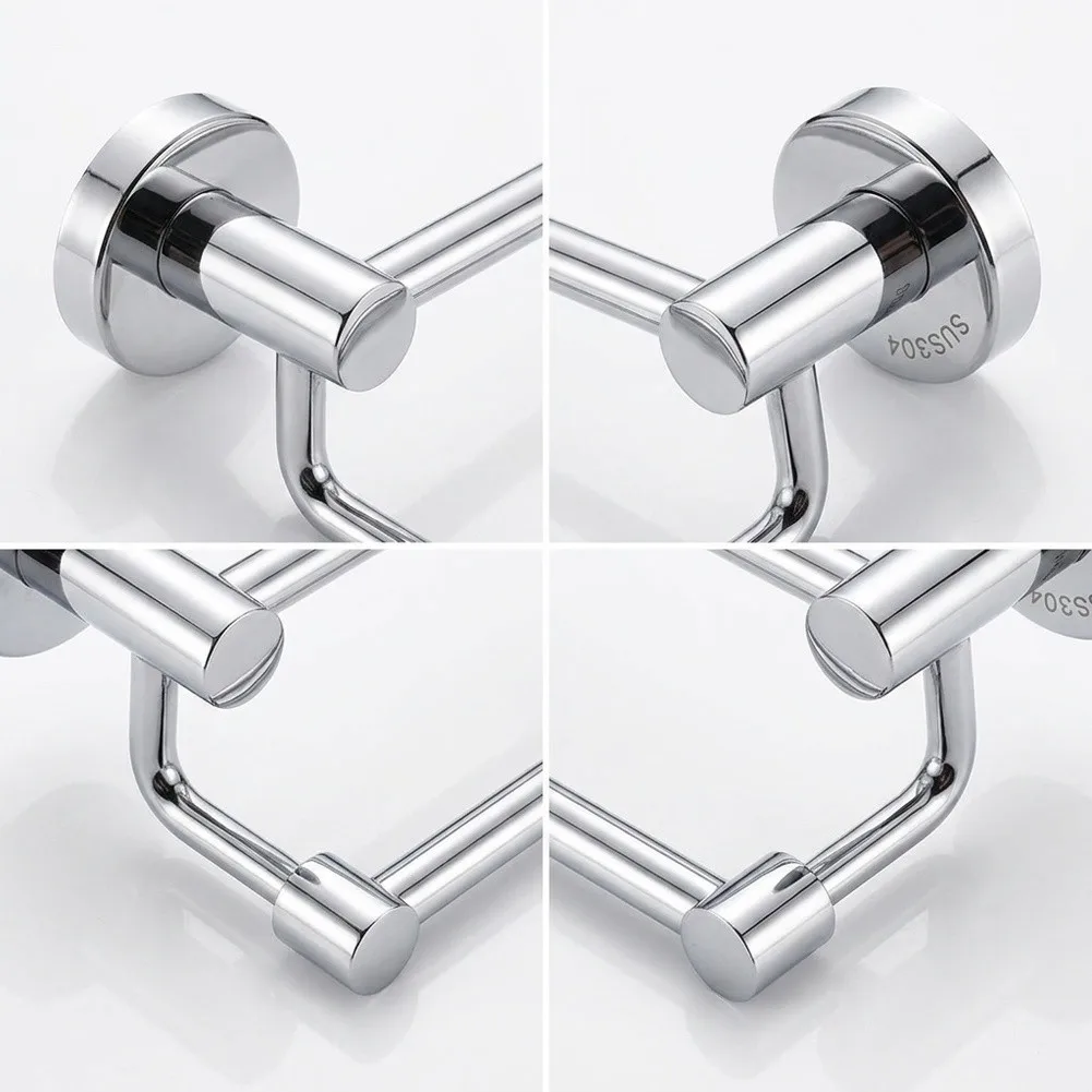 Double Bar Towel Rack with No Drill Feature Constructed from Resistant Stainless Steel for Lasting Performance