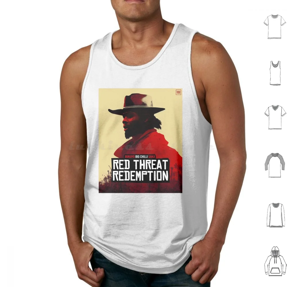 

Red Threat Redemption : Bukayo 'big Chilli' Saka Tank Tops Print Cotton Goonertoons Football London Coyg Gunners Soccer