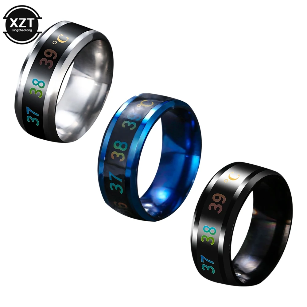 New Temperature Ring Titanium Steel Emotion Feeling Intelligent Temperature Sensitive Rings for Women Men Waterproof Jewelry