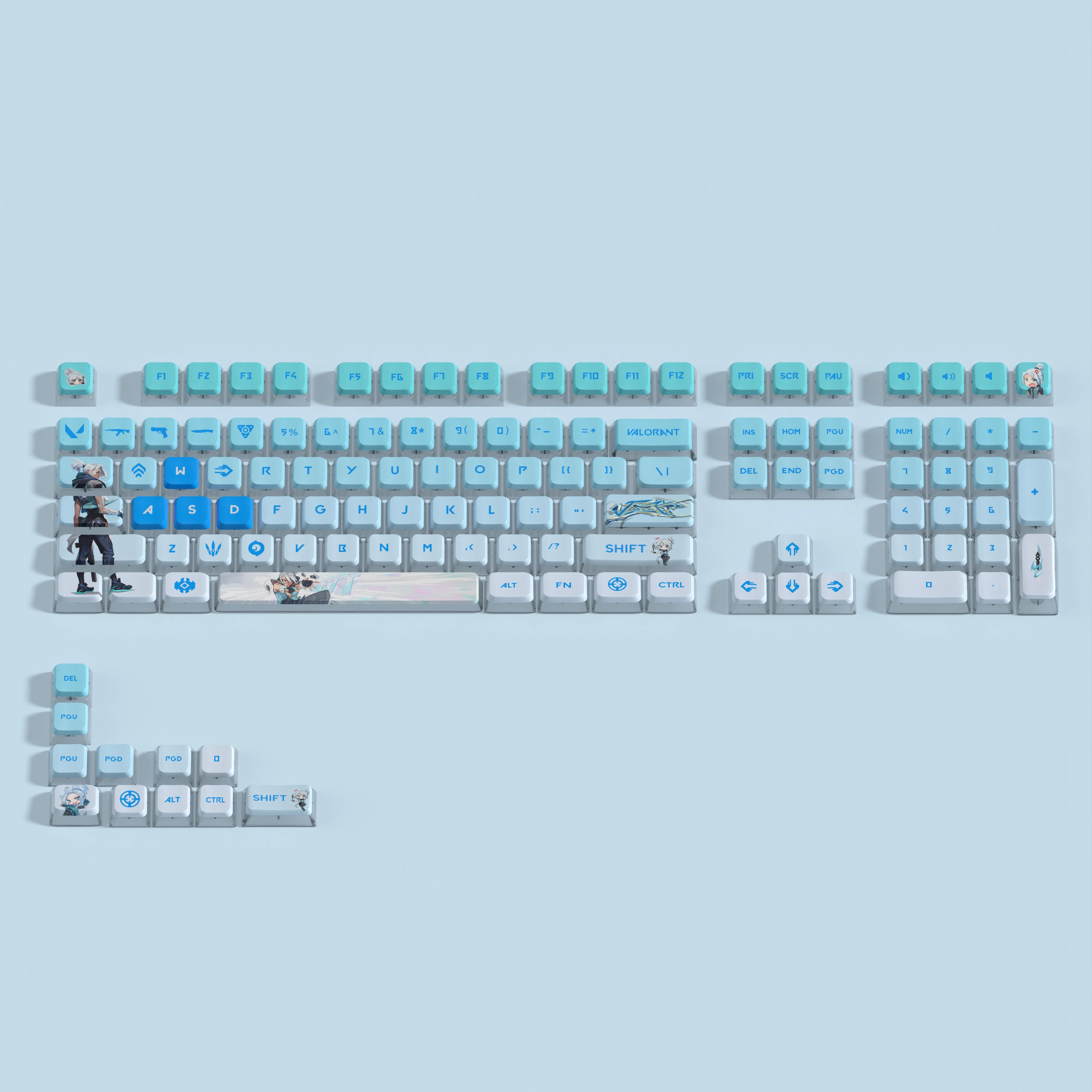 JETT keycaps Vlaorant keycaps 119 keys full set ASA Profile  PBT dye sub keycaps Pdding keycaps Light Translucent support