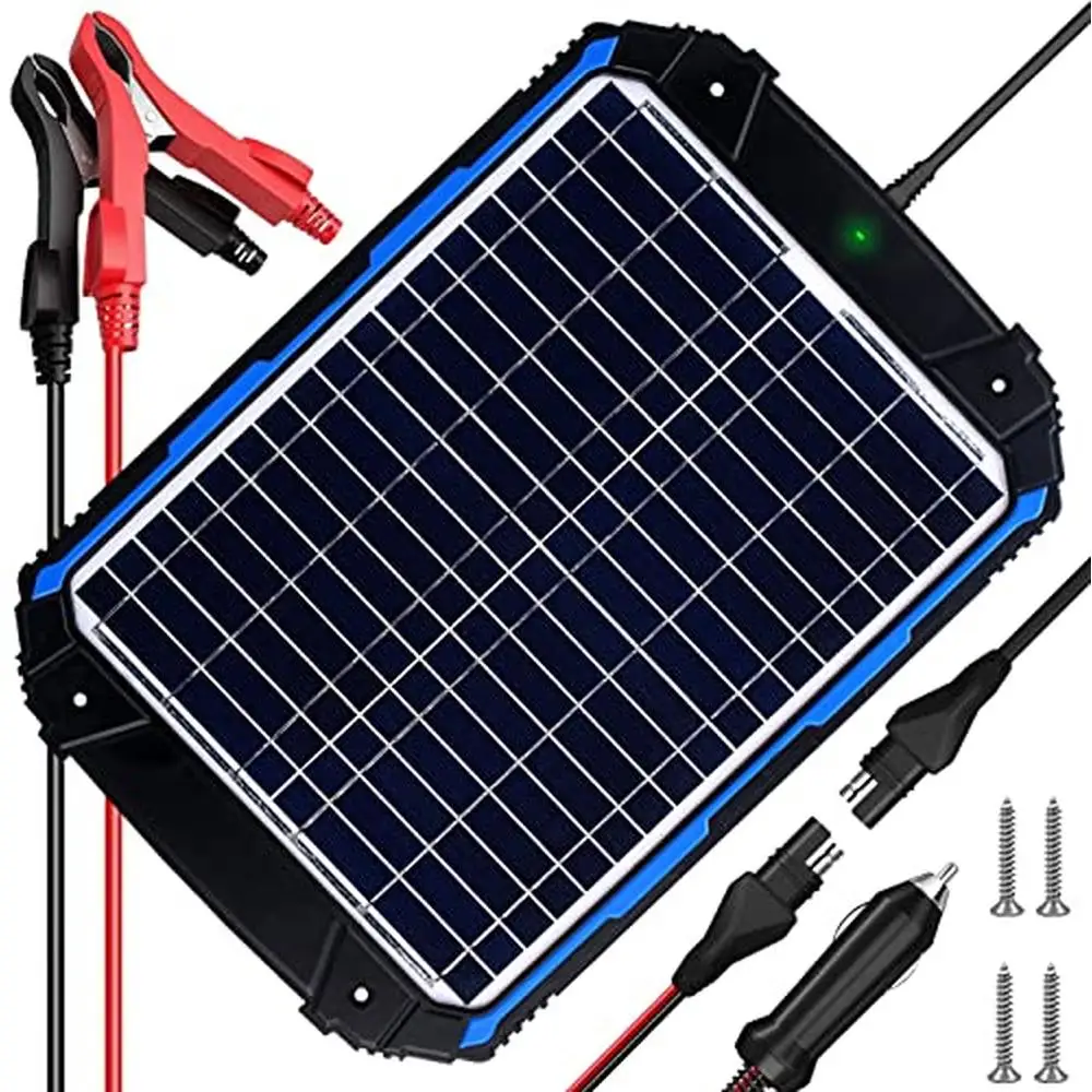 12V Solar Battery Charger & Maintainer PRO MPPT Charge Controller Waterproof Panel 18W Intelligent Trickle Charger Car RV Boat