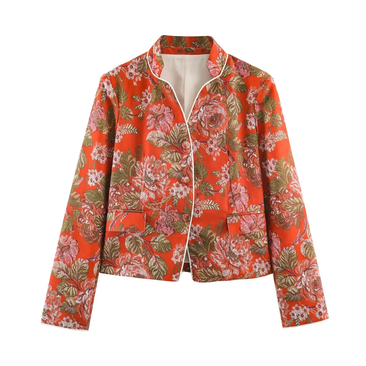 KONDALA Women Chic Flower Printed Blazer Elegant Casual Slim Buttons Blazer 2026 Early Autumn/Fall Trendy Vintage Holiday Blazer