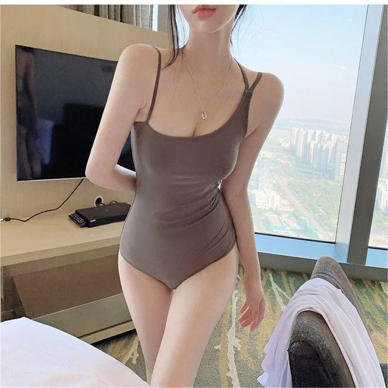 

2023 New Fashion Women Bikini Solid Color Swimsuit Backless Sexy One-Piece Hot Spring Swimwear