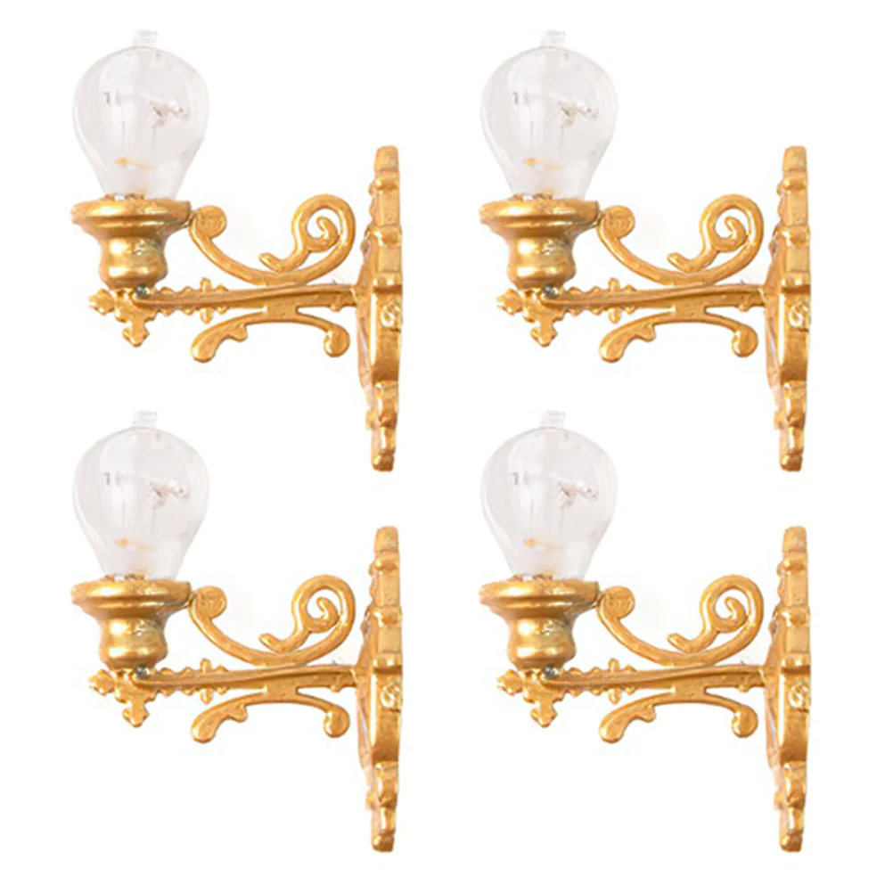 4 Pcs Moss Decorative Lamp Lifelike Wall Light Model Landscape House Miniature Abs