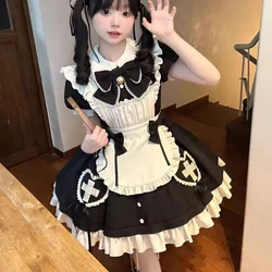 Kawaii Lolita Princess Dress Women Japanese Harajuku Y2k Bow Maid Dresses Girls Vintage Sweet Cosplay Costumes Party Mini Dress