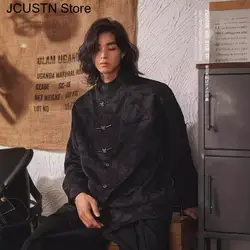 New Chinese Style Tang Clothes Fashion Butterfly Button Down Shirt Male Long Sleeve Jacket Spring Autumn Streetwear Jacquard