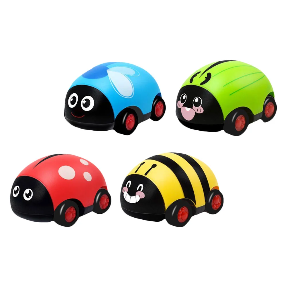 4 Pcs Car Ladybug Pull Back Preschool Children’s Toys Dinosaur Games Abs Shaped