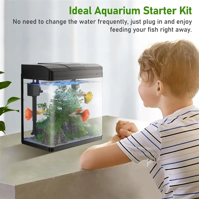 Fish Tank 1.7 Gallon Glass Aquarium With Air Pump LED Light Filter Small Fish Tank For Betta Fish Starter Kit Aquarium Fish Tank