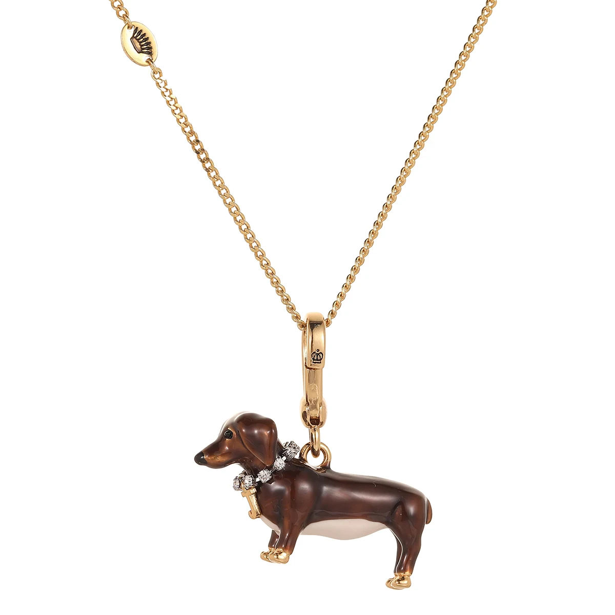 Cute and fashionable enamel glazed three-dimensional brown sausage puppy pendant necklace small animal key chain