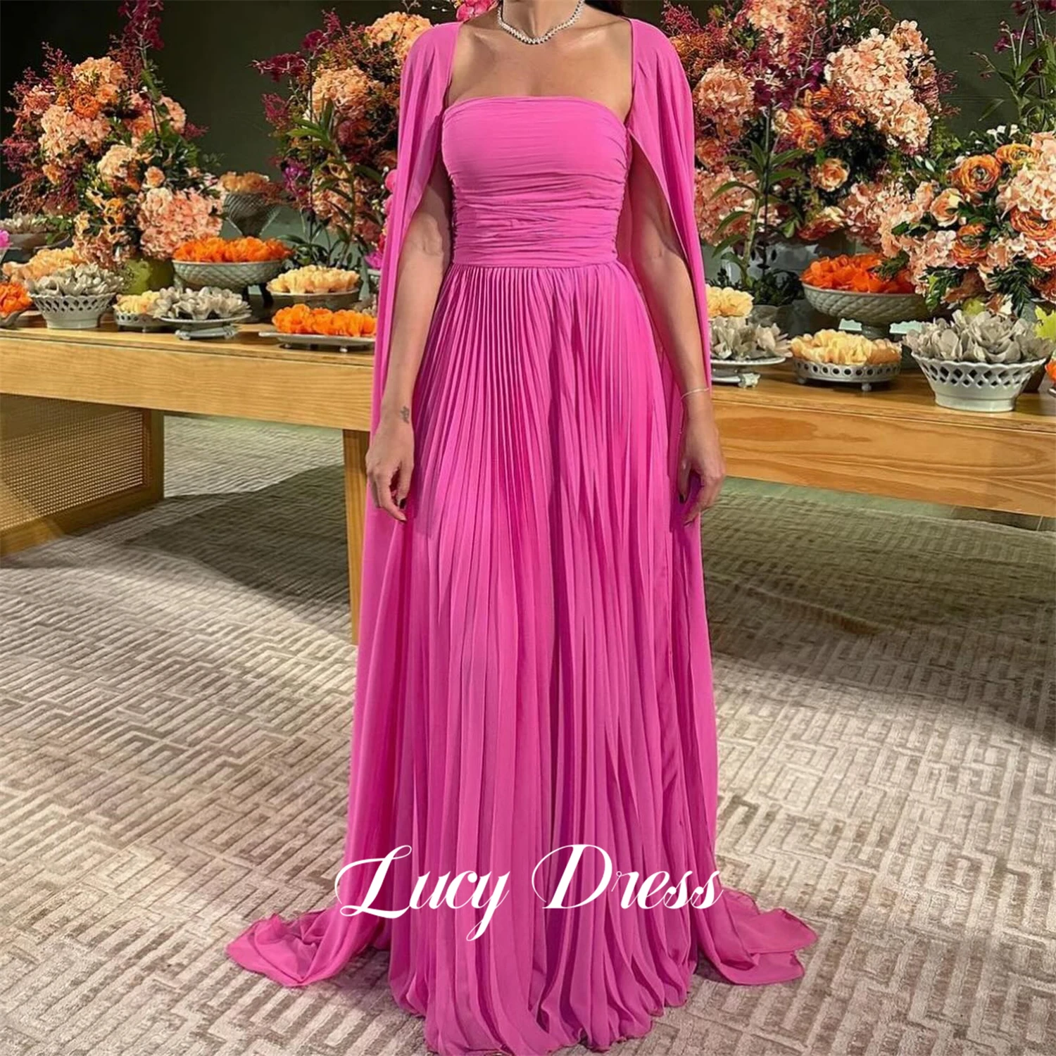 Lucy-vestido De graduación De gasa, vestido De fiesta, batas De cóctel, vestidos De noche elegantes para mujer, vestidos De fiesta personalizados