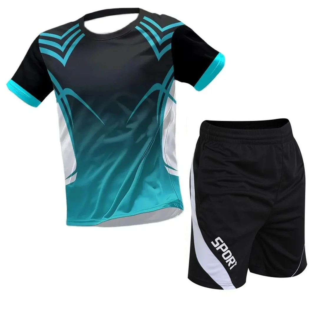 

2025 new men's fashion casual lightweight breathable two-piece set sportswear quick drying T-shirt shorts set men's sportswear s