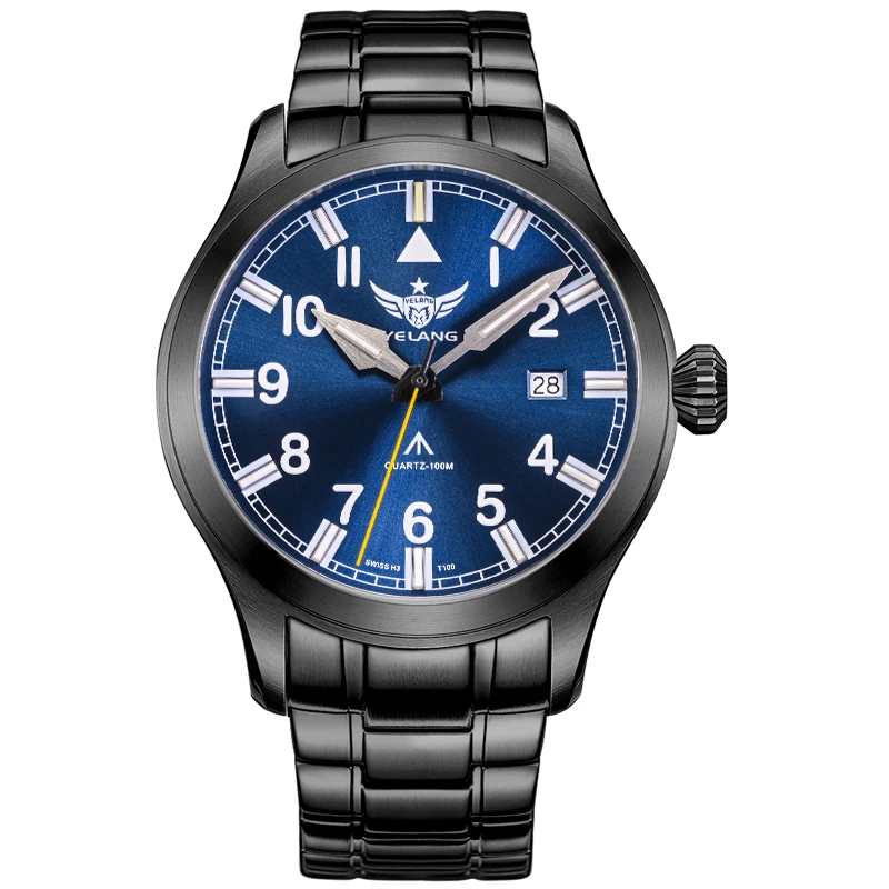 Yelang V1021SS Men watches 42MM quartz watch 100m Waterproof MenDiving Watch Wristwatch Clock