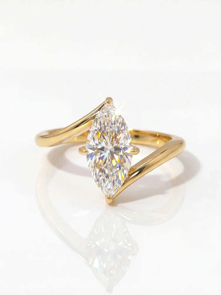 Luxuriöser Echter 2CT Moissanit Diamant Marquise Ring für Damen 925 Sterling Silber Verlobungs- und Hochzeitsring Hochwertige Feine Schmuckstücke – Detail 5