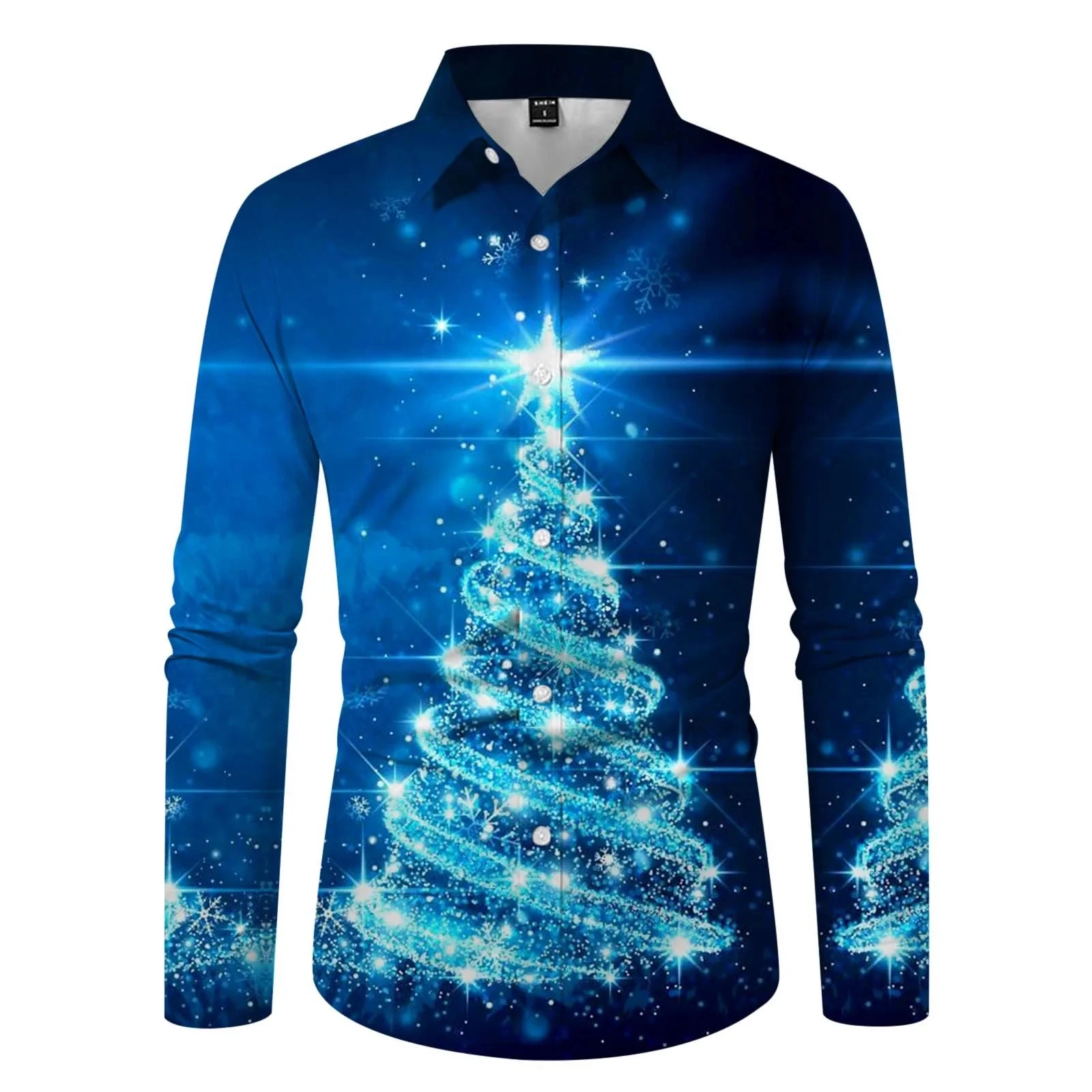 شجرة عيد الميلاد الرجال قميص طويل الأكمام سانتا كلوز عالق مضحك 3D الطباعة الاحتفال عيد ميلاد سعيد حزب أعلى ملابس للجنسين #1