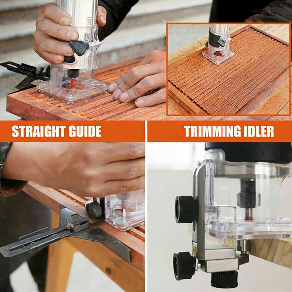 800W 30000RPM Wood Router Machine Woodworking Electric Trimmer 1/4 Inch Wood Carving Milling Cutting Tools Carpenter Power Tools