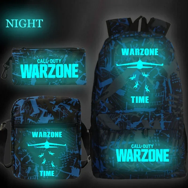 3 قطع/مجموعة حقيبة ظهر Call Of Duty Warzone للمدرسة والمراهقين حقيبة ظهر مضيئة حقيبة كمبيوتر محمول للطلاب حقائب مدرسية ذات سعة كبيرة