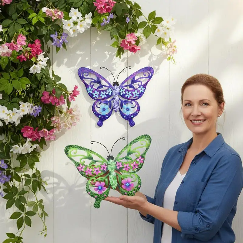 Large Cutout Metal Butterfly Wall Art, Rust-Proof Outdoor Metal Sculpture For Garden Fence Patio Yard - Unique Gift