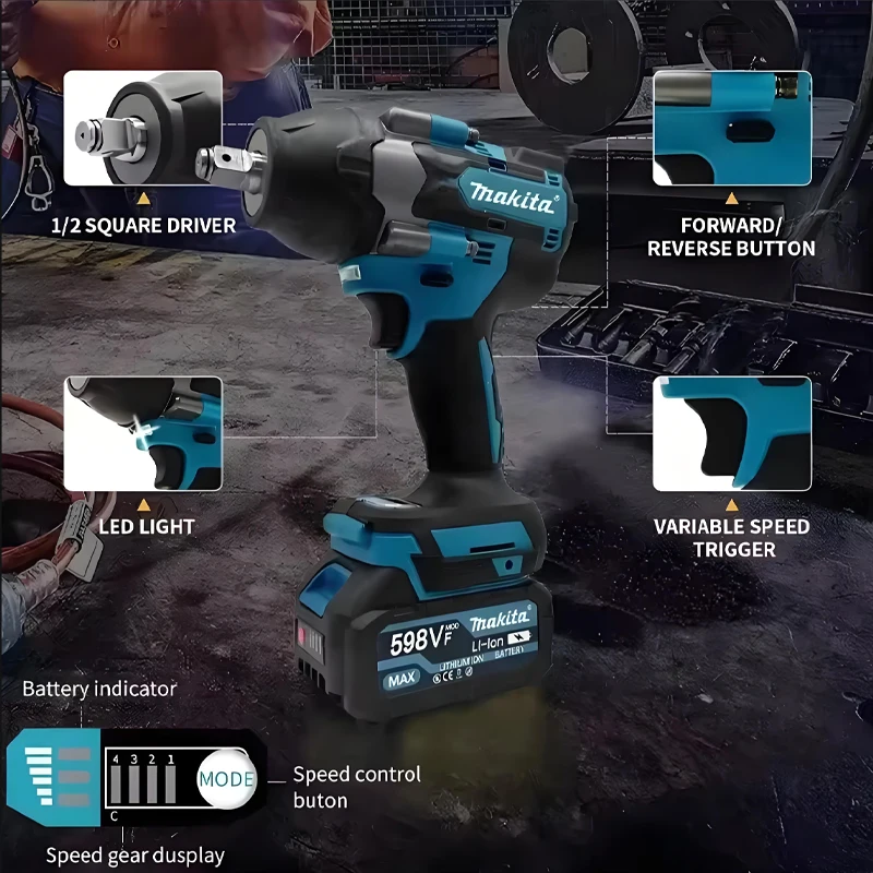 

✅Original Makita DTW700 18V Brushless Impact Wrench Bare Unit 1/2" Square Drive Cordless Lithium Ion Tool Repair, Screwdrive