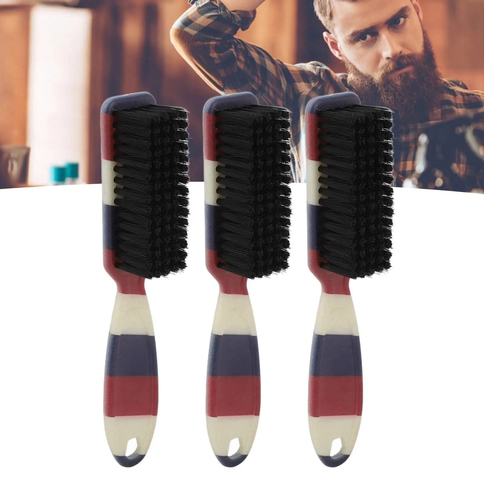 Beard Fade Brush with Striped Pattern - Ergonomic Handle for Styling in for beauty Salon