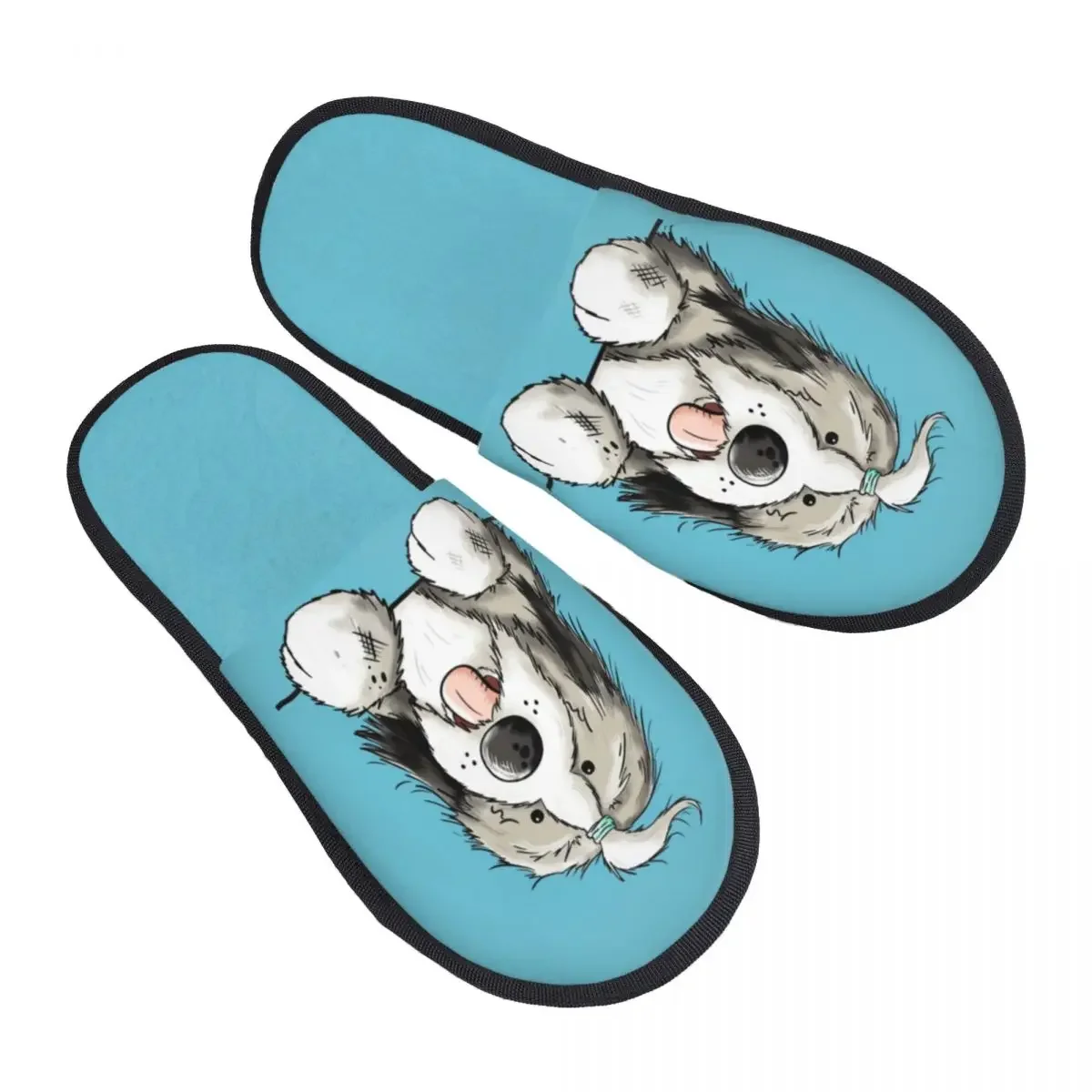 

Мягкие домашние тапочки на заказ с изображением счастливой медвежьей собаки колли из пены с эффектом памяти, женские домашние животные, Уютные теплые Нескользящие тапочки