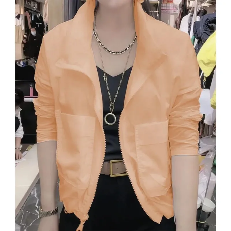 Sunscreen Women's 2025 New Summer Light Temperament Cardigan Coat Summer Short Hoodless Sun-Protective Clothing