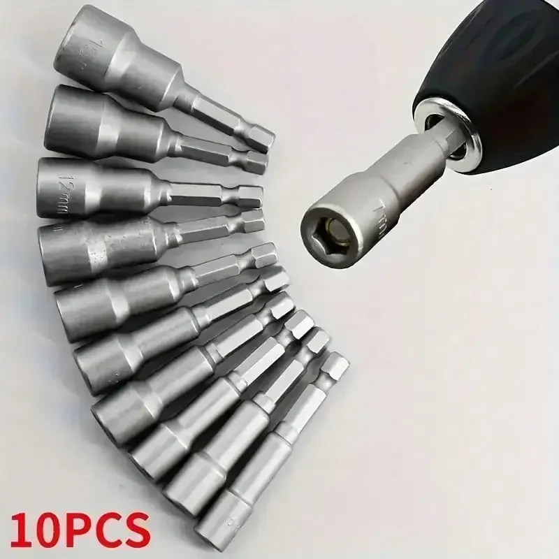 10-14PCS Auswirkungen Buchse Magnetische Mutter Hex Buchse Düse Schraubendreher 1/4 Hex Wrench Set Bohrer Adapter für elektrische Bohrer Werkzeuge – Detail 4
