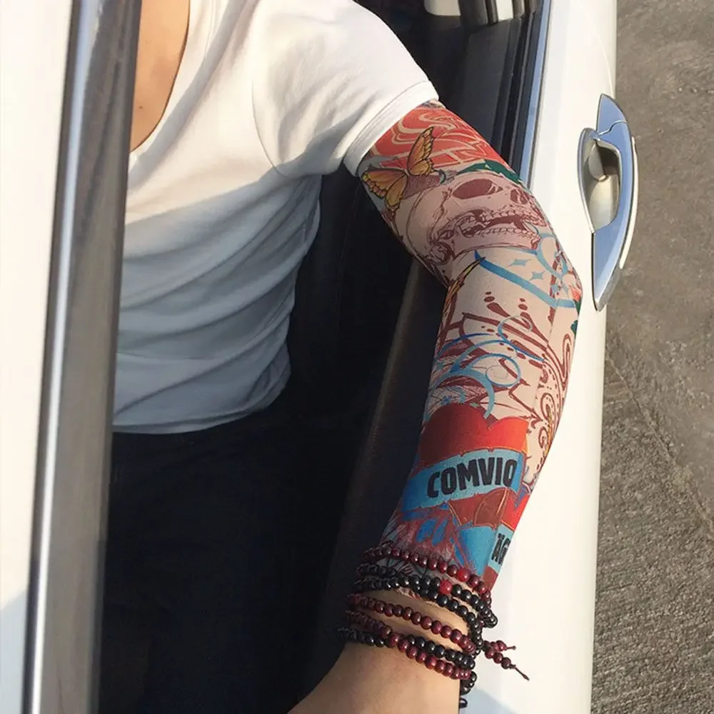 Neue Blume Tattoo Arm Ärmel nahtlose Outdoor-Reiten Sonnenschutz Arm Ärmel Sonne UV-Schutz Arm wärmer für Männer Frauen