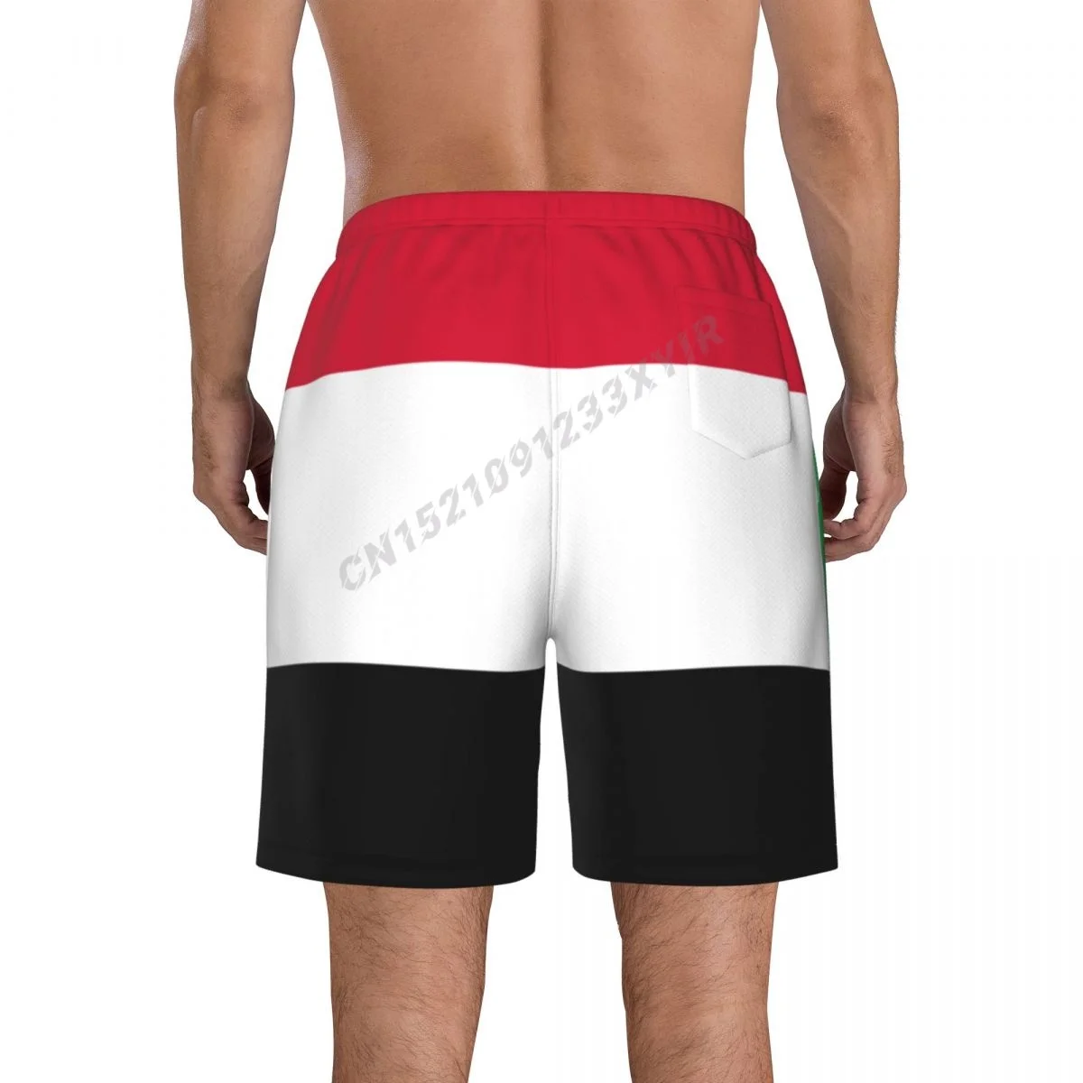 Summer Men\'s Sudan Emblem Beach Pants Shorts Surfing M-2XL Polyester Swimwear Running