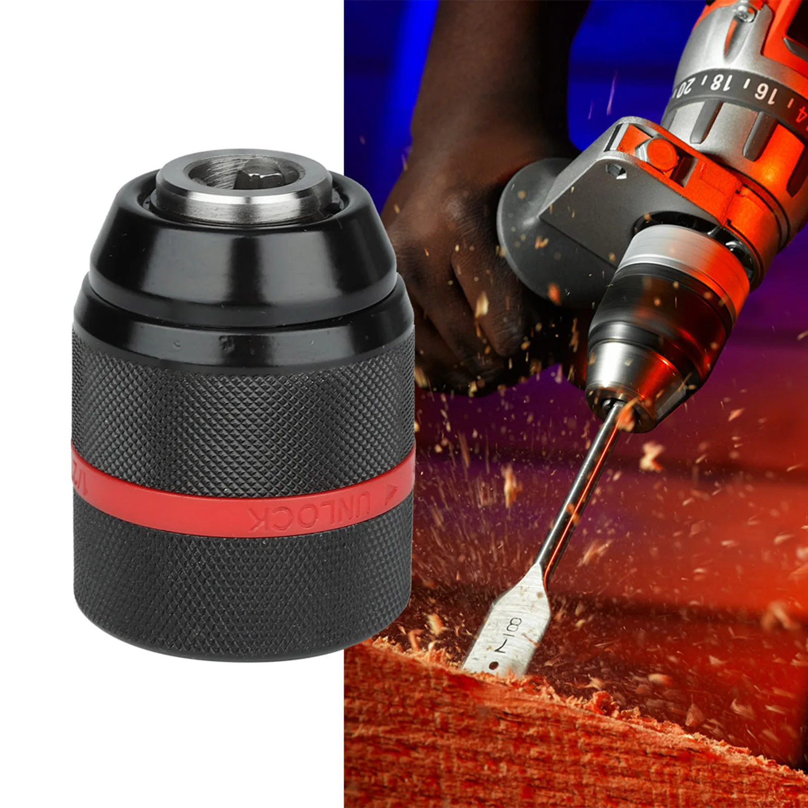 Keyless Hand Drill Chuck 1/2‑20UNF Mount 2~13mm Self Tighten Drill Chuck for Multiple Purposes