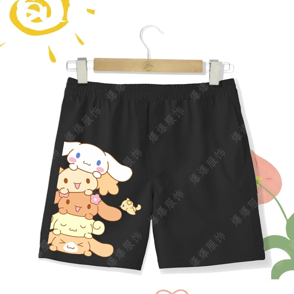 Cartoon Kids Sanrio Girls Casual beach Shorts Kawaii Sanrio Printed Summer Fashion Comfort Beach Pants Cartoon Laurel dog