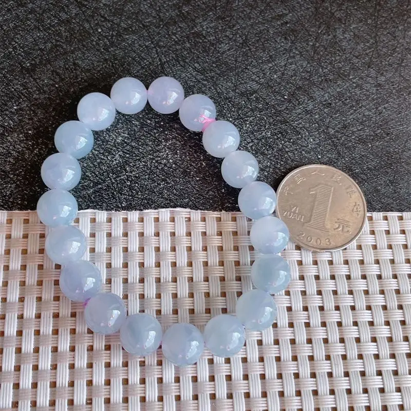 Myanmar Natural a Jade Bracelet Bead Ice-like Violet round Beads 19 33.00G