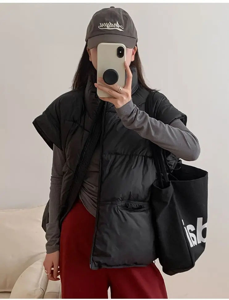 سترات الصدريات النسائية السميكة المطرزة الربيع الصوفية بساطتها جماليات غير متناظرة سبليت مطوي الطبقات فريدة من نوعها الحضرية Y2K