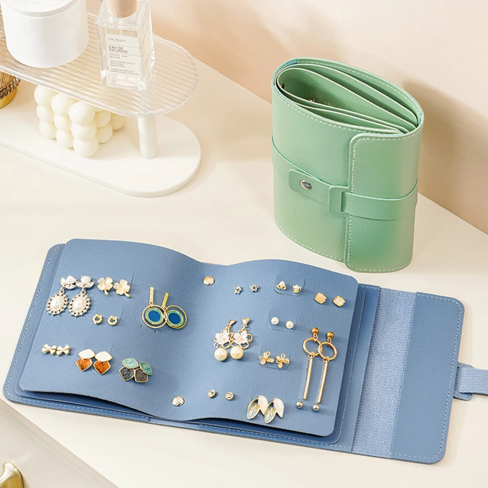 42 Pairs Luxury Earrings Organizer Album PU Leather Portable Ear Studs Holder Storage Bag Earring Book Travel Jewelry Case Box